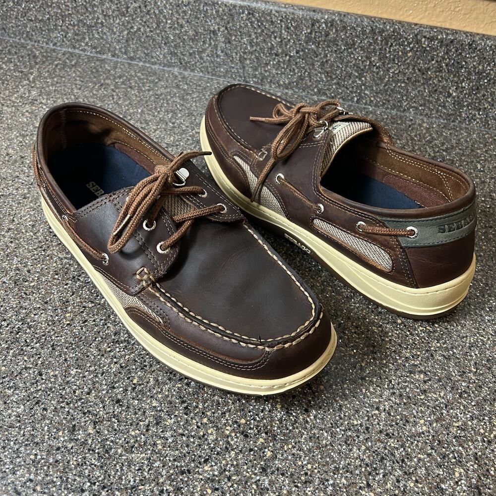 Sebago Boat Shoes Men's 12 M 2-Eye Brown Leather Comfort Walking Driving Slip On